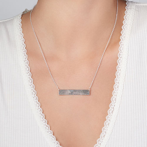 Fingerprint Bar Necklace with Back Engraving in Sterling Silver