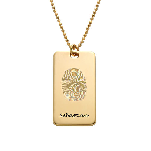 Fingerprint Dog Tag Necklace with 18K Gold plating