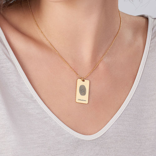 Fingerprint Dog Tag Necklace with 18K Gold plating