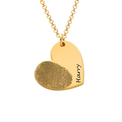 Fingerprint Heart Necklace in 18K Gold Plating