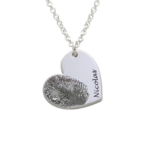 Fingerprint Heart Necklace in Sterling Silver