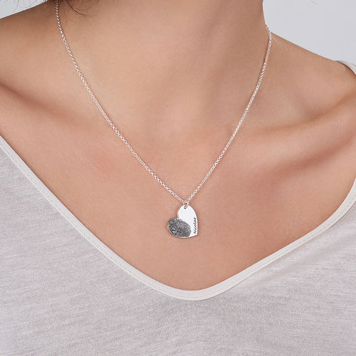 Fingerprint Heart Necklace in Sterling Silver