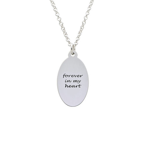 Fingerprint Oval Necklace in Sterling Silver