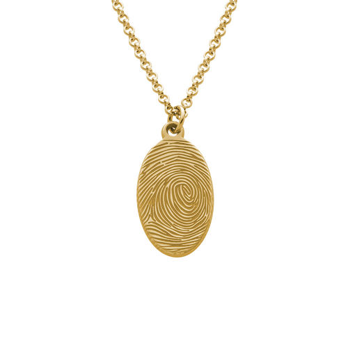 Fingerprint Oval Necklace with 18K Gold plating