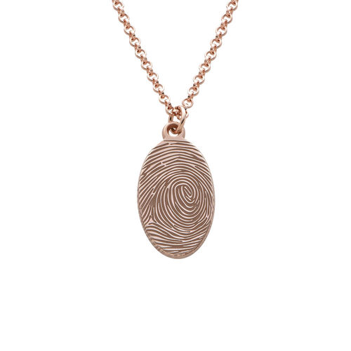 Fingerprint Oval Necklace with 18K Rose Gold plating