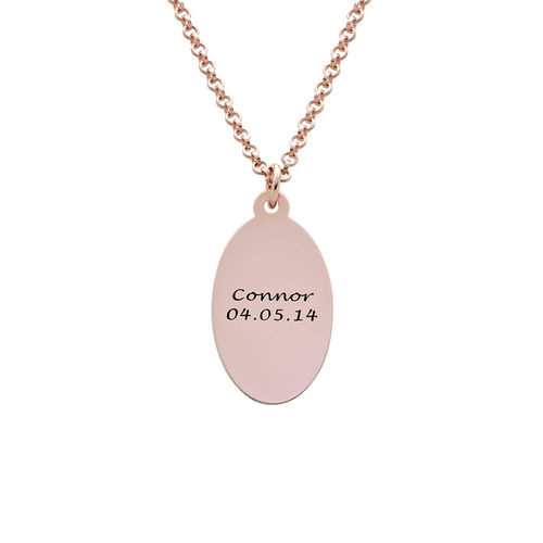 Fingerprint Oval Necklace with 18K Rose Gold plating