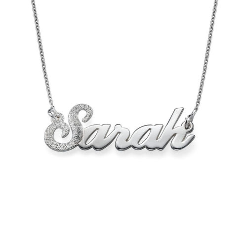 First Letter Sparkling Silver Name Necklace