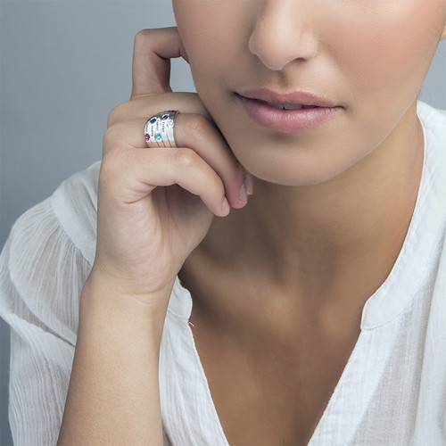 Five Stone Mothers Ring in Silver