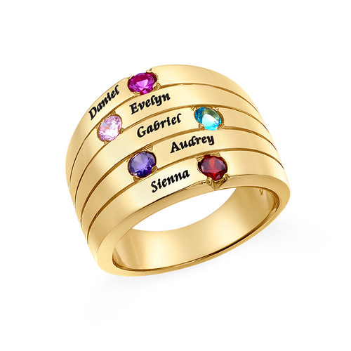 Five Stone Mothers Ring with Gold Plating