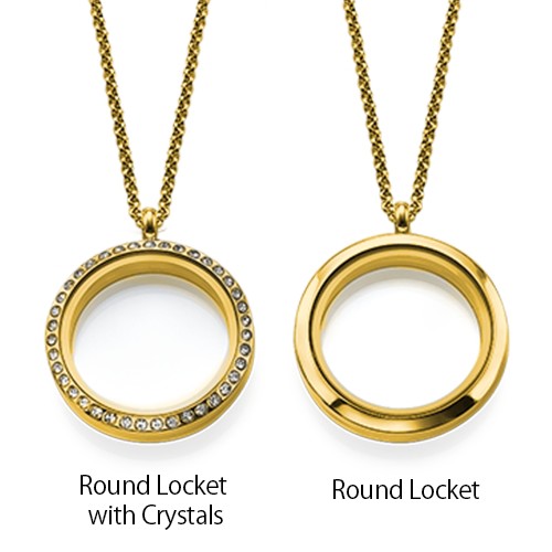 Floating Locket for Mom with Children Charms - Gold Plated