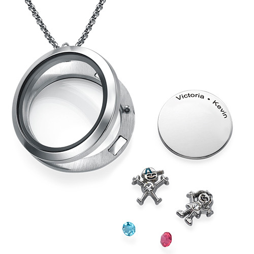 Floating Locket for Mom with Children Charms