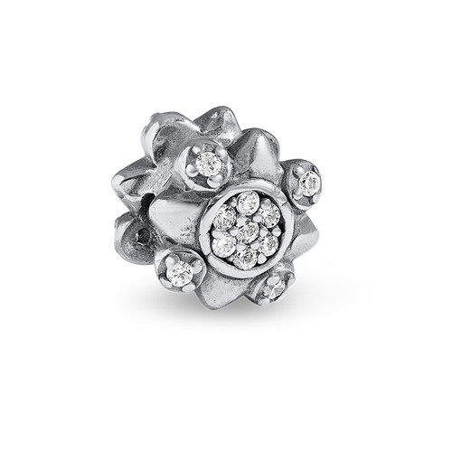 Flower Bead with Cubic Zirconia