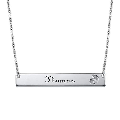 Footprint Bar Necklace with Engraving