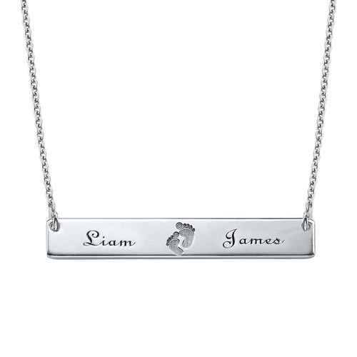 Footprint Bar Necklace with Engraving