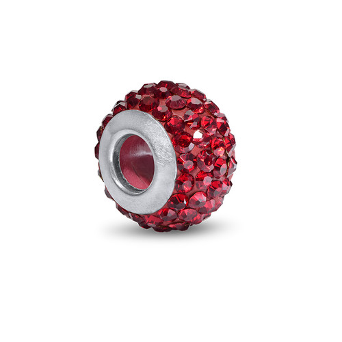 Garnet Birthstone Bead with Cubic Zirconia