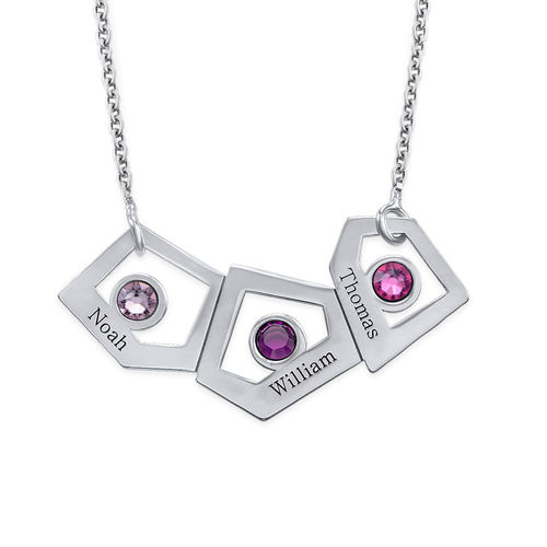 Geometric Mother Necklace with Birthstones