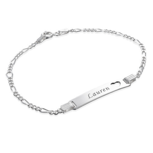 Girl's Personalized Silver ID Bracelet with Heart