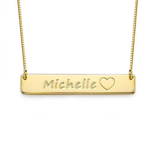 Gold Plated Bar Necklace with Icons