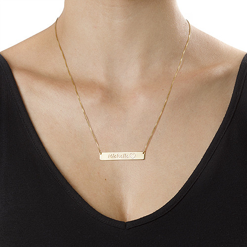 Gold Plated Bar Necklace with Icons