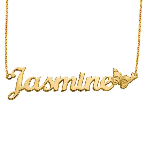 Gold Plated Butterfly Name Necklace