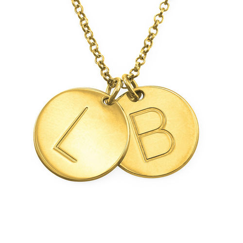 Gold Plated Charm Necklace with Initials