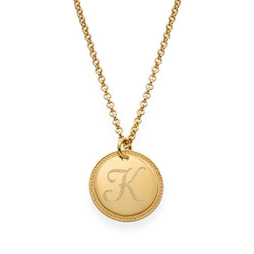 Gold Plated Circle Initial Necklace