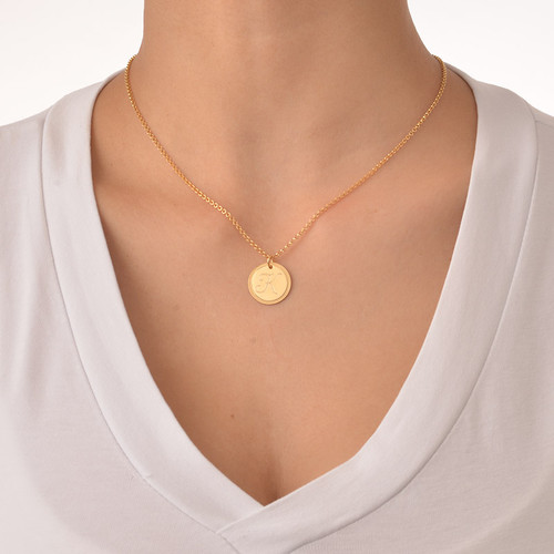 Gold Plated Circle Initial Necklace