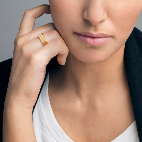 Gold Plated Engraved Signet Ring