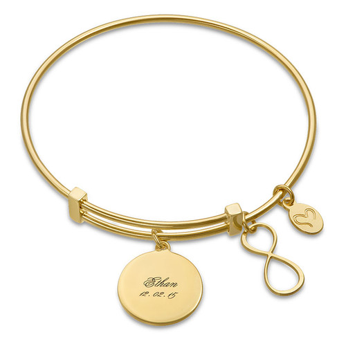 Gold Plated Infinity Charm Bangle Bracelet