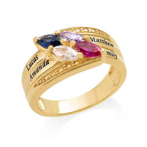 Gold Plated Mothers Ring with Birthstones