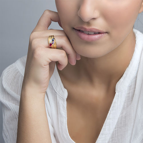 Gold Plated Mothers Ring with Birthstones