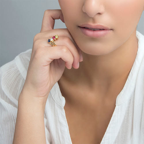 Gold Plated Mothers Ring with Four Birthstones