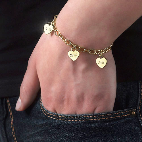 Gold Plated Grandma Bracelet with Engraved Charms