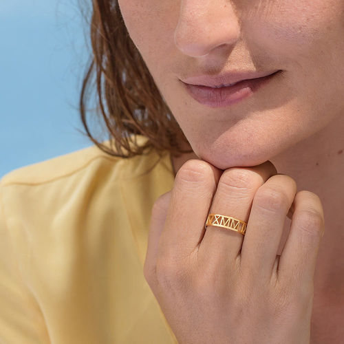 Gold Plated Roman Numeral Ring