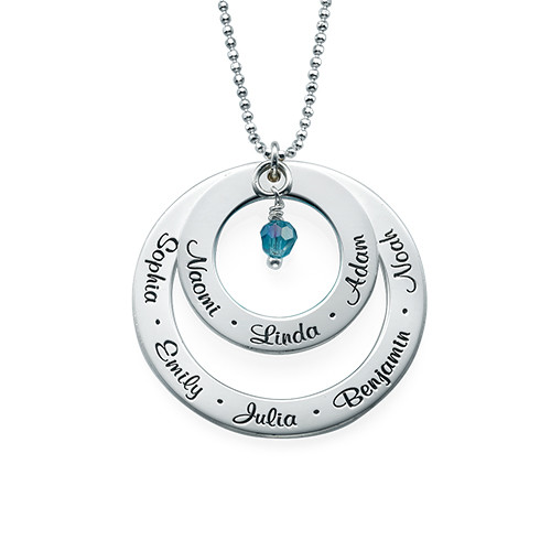 Grandma Birthstone Necklace in Silver