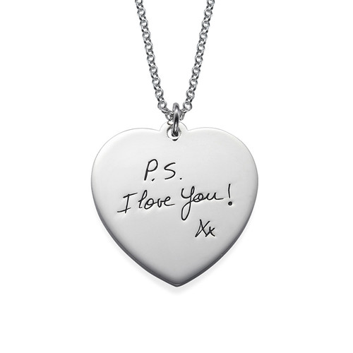 Handwriting Heart Necklace in Silver