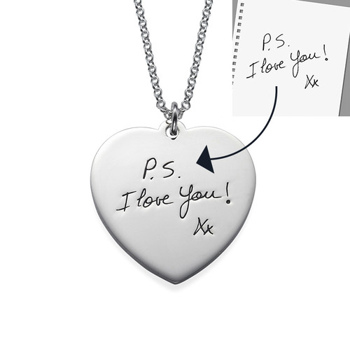 Handwriting Heart Necklace in Silver