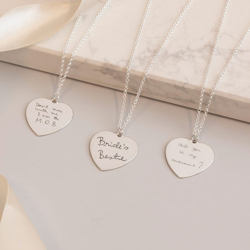 Handwriting Heart Necklace in Silver