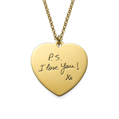 Handwriting Heart Necklace with Gold Plating