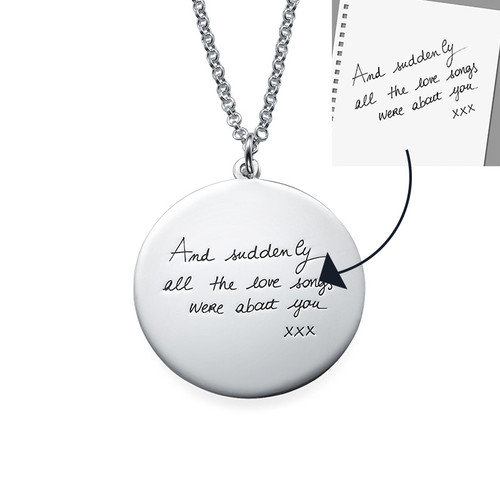 Handwriting Necklace - Disc Shaped