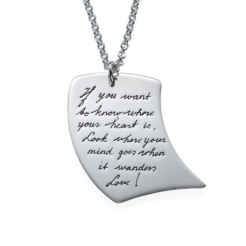 Handwriting Necklace - Note Shaped