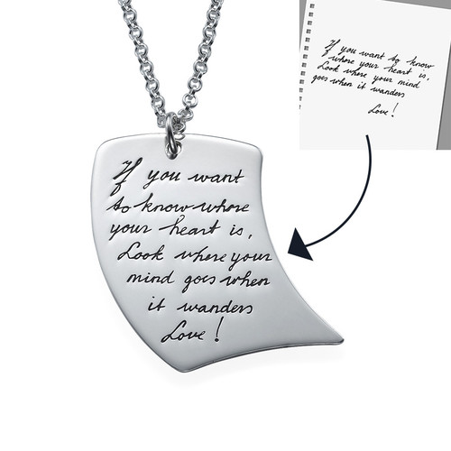 Handwriting Necklace - Note Shaped