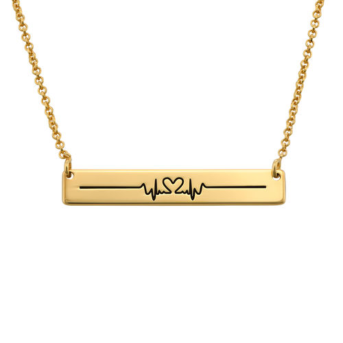 Heart Beat Bar Necklace in Gold Plating