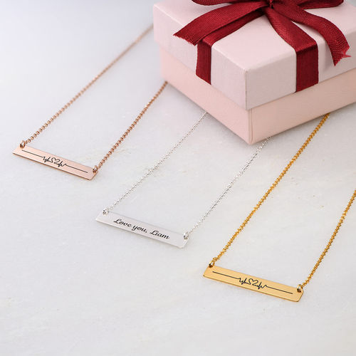 Heart Beat Bar Necklace in Gold Plating