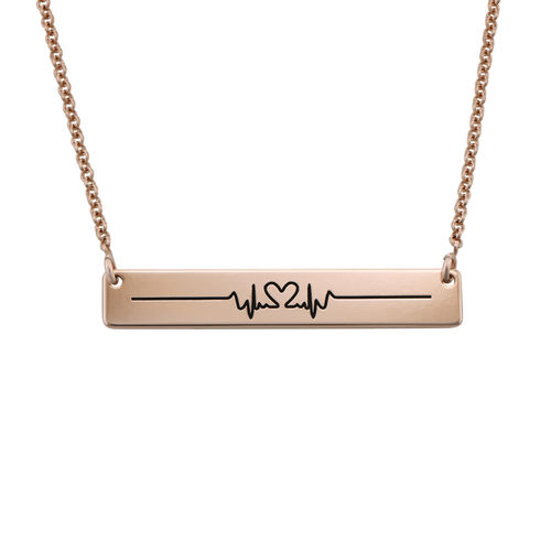 Heart Beat Bar Necklace in Rose Gold Plating