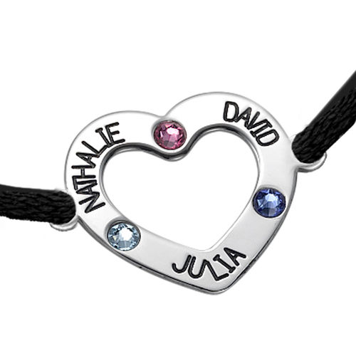 Heart Bracelet with Birthstones