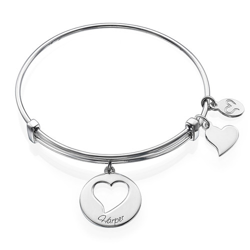 Heart Charm Bangle Bracelet