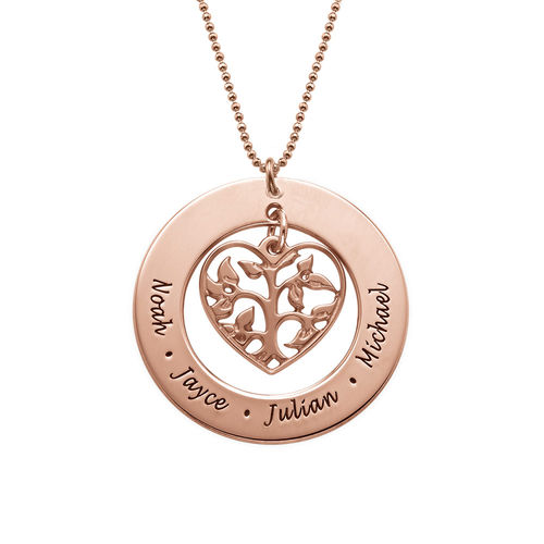 Heart Family Tree Necklace in 18k Rose Gold Plating