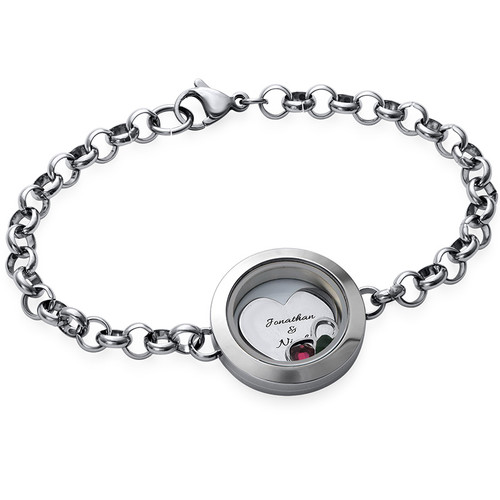 Heart & Infinity Floating Locket Stainless Steel Bracelet