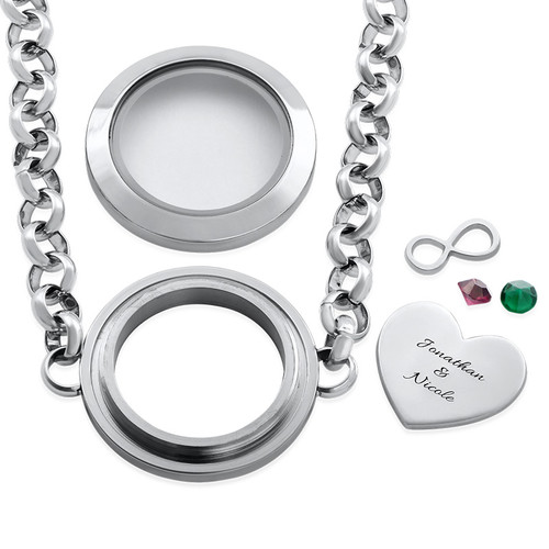 Heart & Infinity Floating Locket Stainless Steel Bracelet